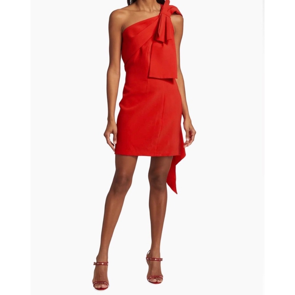 NWT Sachin & Babi Bella One Shoulder Bow Mini Dress Chili Red Sz 4 $395